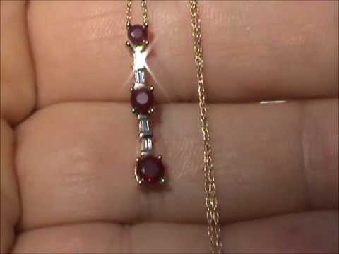 14K RUBY BAGUETTE DIAMOND NECKLACE NO RESERVE !