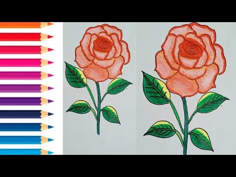 How do draw rose// rose simple drawing# lotus flower drawing simple