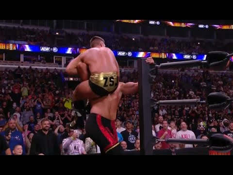 AEW Claudio Cesaro deadlift stair walk and one handed slam forbidden door