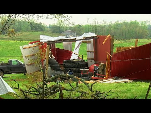 Tornadoes knocked down power lines and caused scattered damage across farms Monday in northeast Alabama. Farm buildings and homes were damaged in rural Blount County. At least one person was reported injured. (April 9)