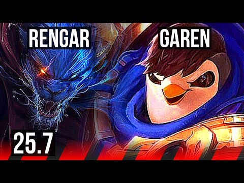 RENGAR vs GAREN (TOP) | Rank 4 Rengar, 1500+ games, Dominating | KR Challenger | 25.7
