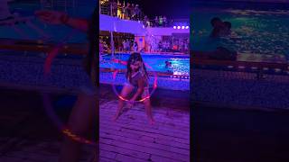Kaylyn Torres is performing holahoop magic. 80's night Carnival Freedom #cruise