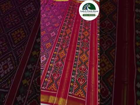 Pink Selari Border and Wine Chandabhat motifs Single ikat Patola Saree