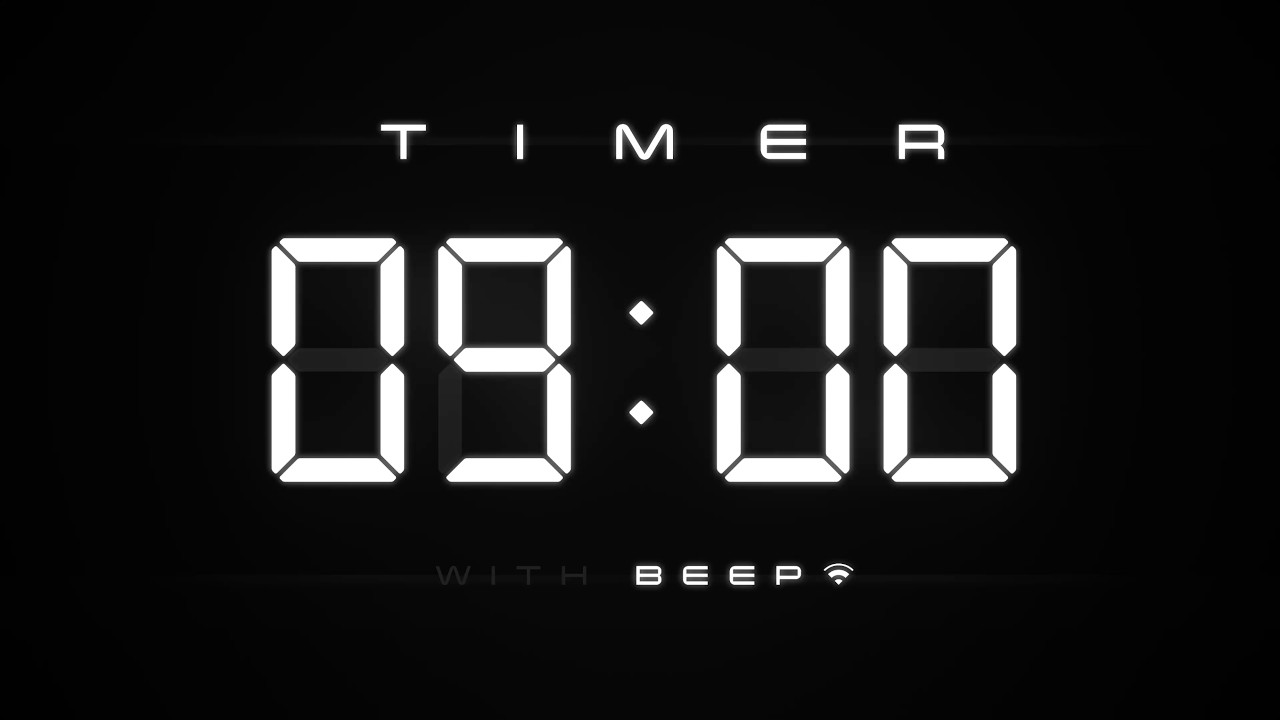 9 Min Digital Countdown Timer with Simple Beeps ⚪️
