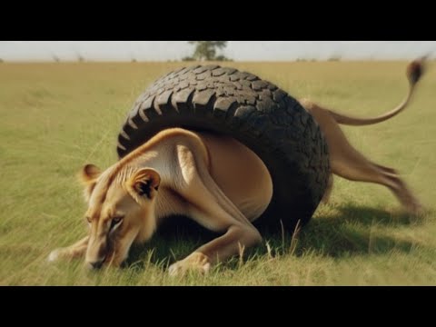 „Na ratunek królowi: Strażnicy ratują lwa uwięzionego w oponie!”