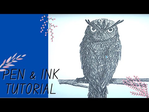 HOW TO DRAW A GREAT HORNED OWL IN PEN AND INK - ARTSY...