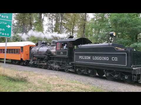 Mount Rainier Scenic Railroad Steam Train Running Backwards to Return to Elbe Station