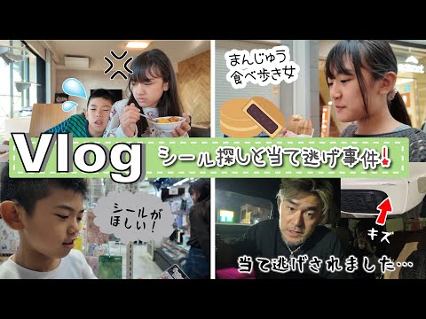 ★Vlog★ぷっくりシール探しとパポの車当て逃げ事件！