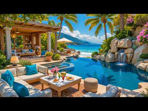Happy Morning Jazz at Seaside Cafe - Elegant Bossa Nova with Ocean Waves sound for Calm Moments