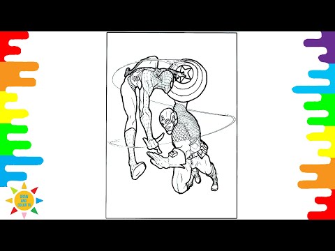 CAPTAIN AMERICA vs SPIDERMAN Coloring Page|Meeting of Superheroes|Jim Yosef - Lights [NCS Release]