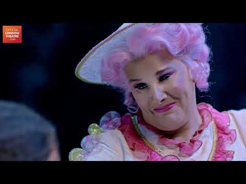 Beauty and the Beast stage musical trailer still showing Belle and the Beast in the ballroom