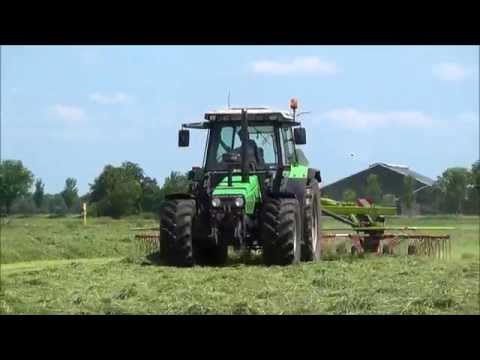 Gras harken met Deutz Agrostar 6.08 en Claas Liner 2600