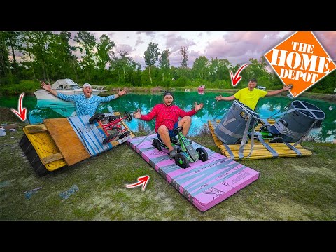 Home Depot 1v1v1 Build Your Own Amphibious Vehicle Challenge!! ($200 go kart conversion)