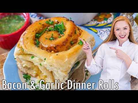 The Best BACON & Cheddar Garlic Dinner Rolls!! With Herb Garlic Butter!!!