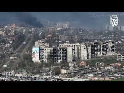 Ukraine - 12.04.2023. Bird's Eye View On Bakhmut. Drone Footage Of ADAM Group.