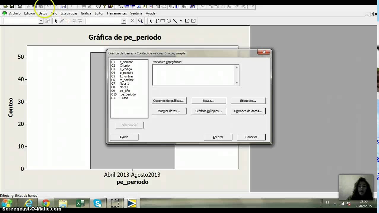 EJERCICIO EN MINITAB DE UNA UNIVERSIDAD