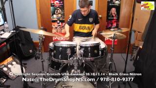 Gretsch USA Custom 20.10.12.14 - Black Glass Nitron - The Drum Shop North Shore