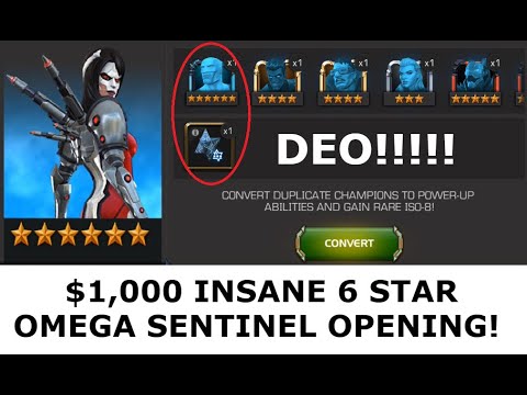 INSANE CEO $1,000 6 STAR OMEGA SENTINEL CRYSTAL OPENING! DEO 1000%!!! MARVEL CONTEST OF CHAMPIONS