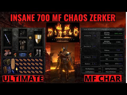 Diablo 2 Resurrected. D2R Online. The Ultimate Magic Find Character. The 700 MF Chaos Zerker Barb