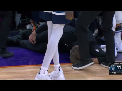 Minnesota Timberwolves Head Coach Chris Finch gets injured and sent to the locker room