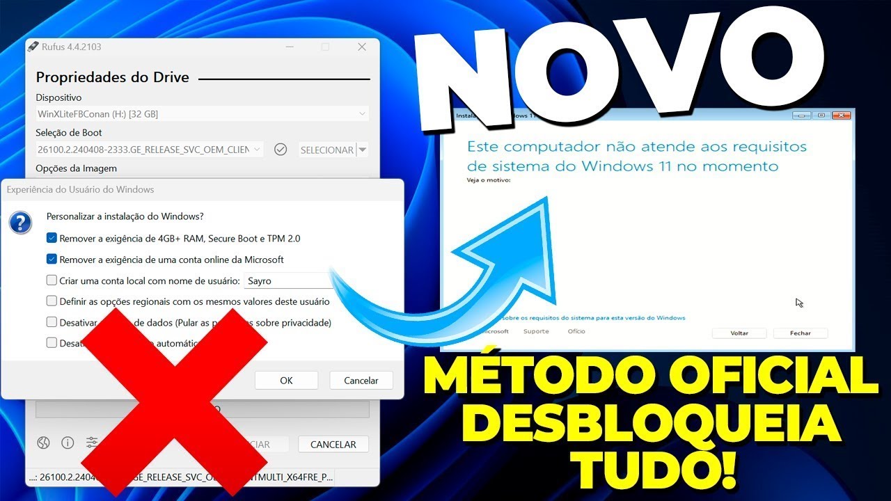 INSTALAR o NOVO Windows 11 24H2 (DESBLOQUEADO) - MS ADICIONOU BLOQUEIO GERAL + AGORA JÁ DÁ CERTO!