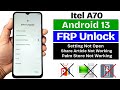 Itel A70 Frp Bypass Unlock Without PC Itel A70 A665L Google Account Bypass 2025 Setting Not Open