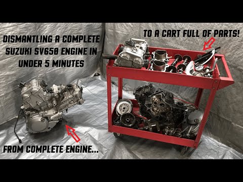 Dismantling A Complete Suzuki SV650 Engine In Under 5 Minutes