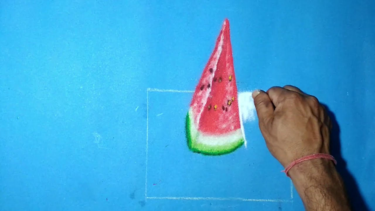 3d rangoli design water melon by jeet rangoli