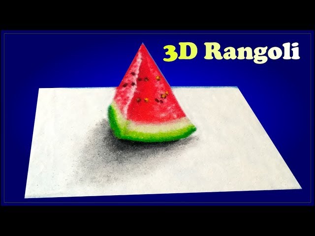 3d rangoli design water melon by jeet rangoli
