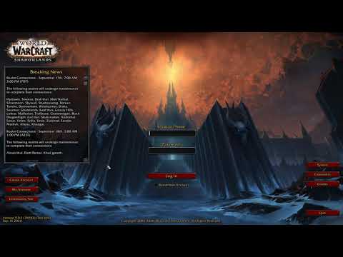 World of Warcraft Shadowlands Login Screen
