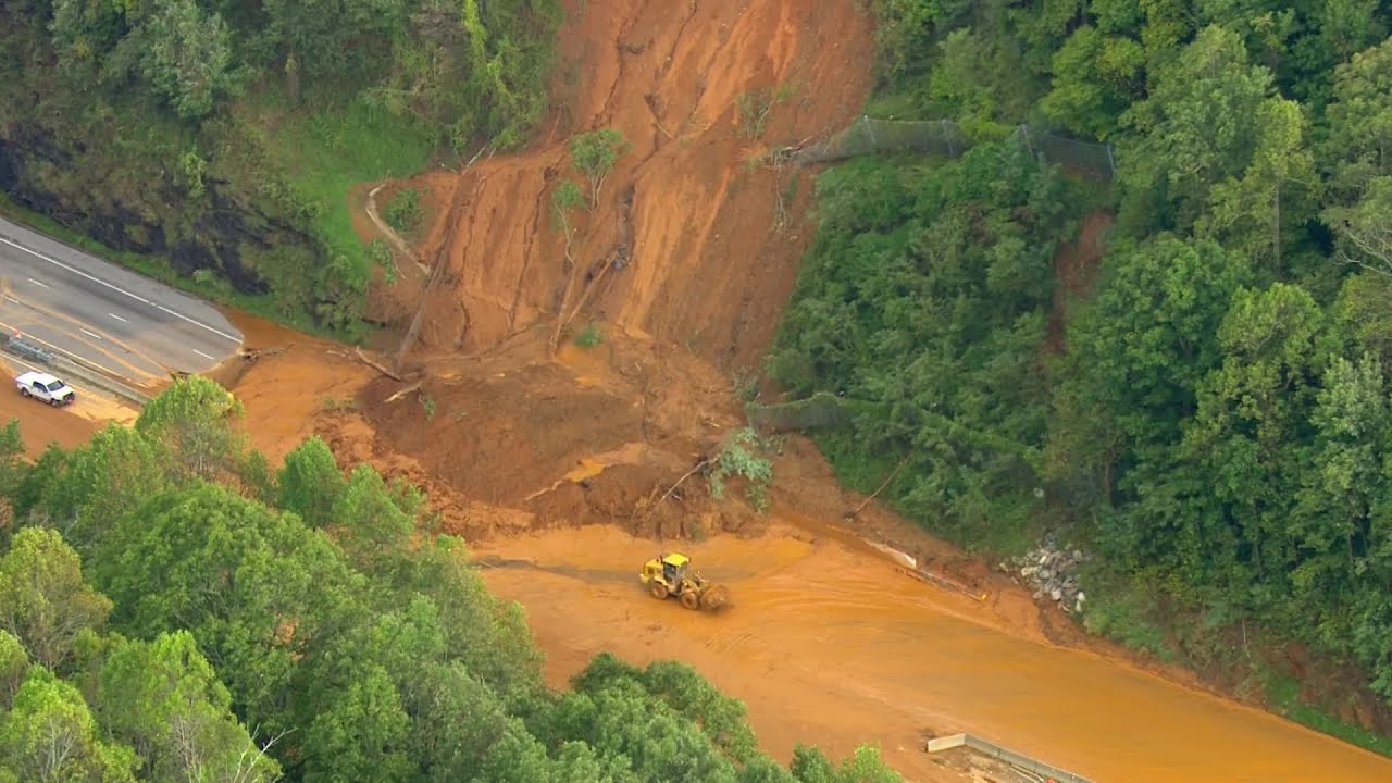 Aerials show mudslide in McDowell County