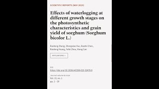 Effects of waterlogging at different growth stages on the photosynthetic characterist... | RTCL.TV