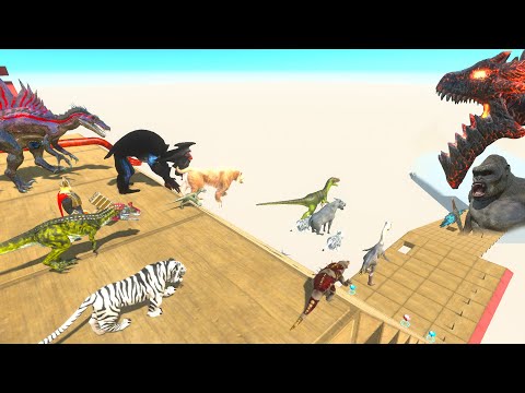 DEATH FALL Challenge vs Predators Dinosaurs - Animal Revolt Battle Simulator