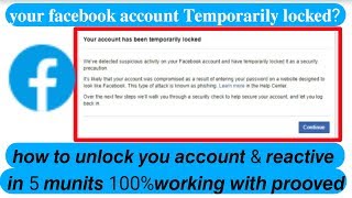 locked facebook account  How to Unlock Facebook Account temporarily Locked in 5 munits bangla