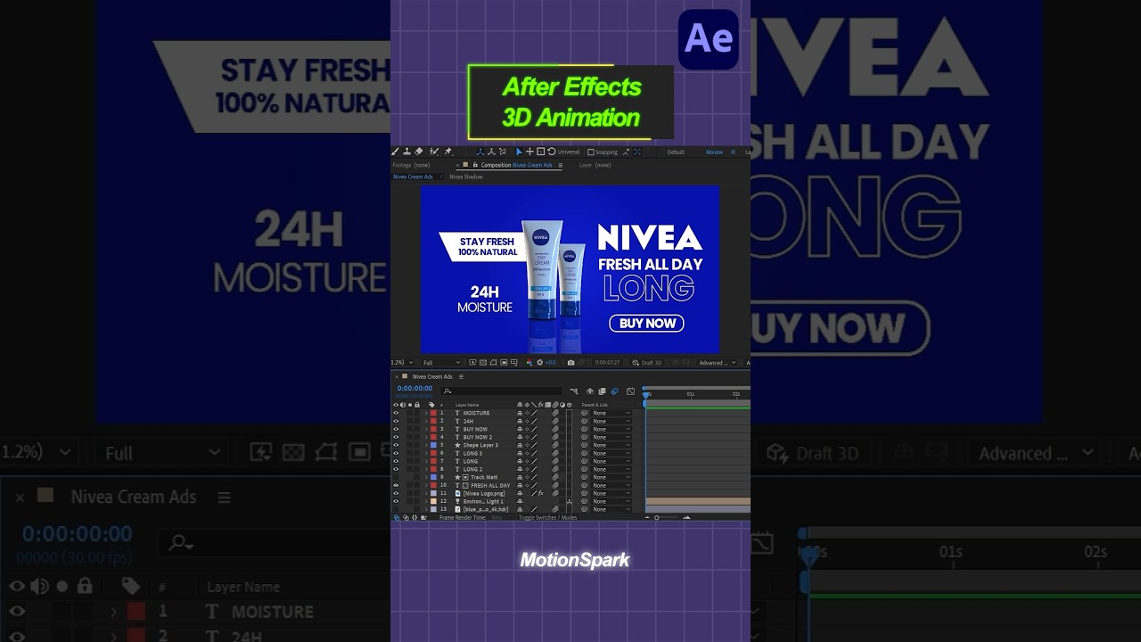 How to Create 3d Product Advertisement  After Effects Tutorial #aftereffects #shorts #animation