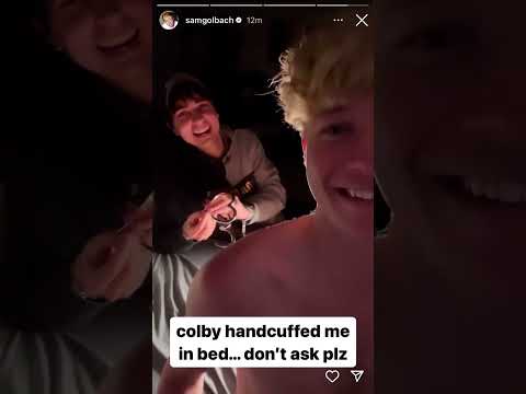 Sam Golbach Instagram Stories with Colby Brock #samgolbach #colbybrock #samandcolby #handcuff