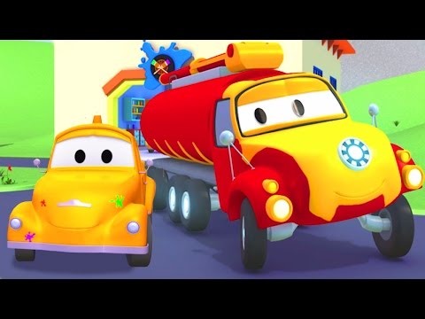 Die Lackierwerkstatt von Tom dem Abschleppwagen : Tyson Iron man | Lastwagen Cartoons für Kinder