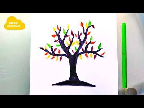 Apprendre a dessiner un arbre d'automne facile