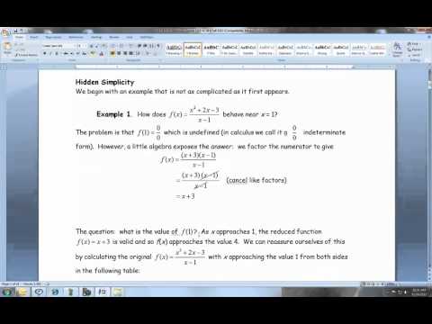 Video 1 Introduction to Limits