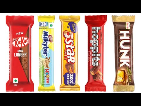 Kitkat vs Nestle Milkybar vs 5Star vs Hoppits vs Hunk choclate unboxing review #chocolate #unboxing