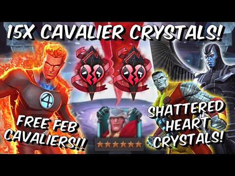 15x Shattered Heart Cavalier Crystal Opening! - Free Feb Cav Crystals! - Marvel Contest of Champions