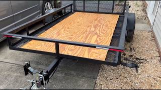 Lowes 5x8 Wired Mesh Utility Trailer Upgrades — Plywood Floor and Motorcycle Wheel Chock
