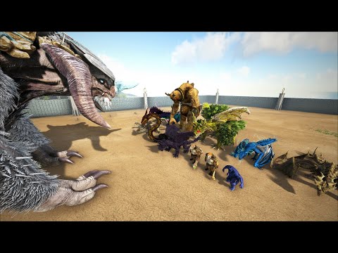 Ice & Forest Titan vs. Pyria Bosses & Dragon Kings | ARK Dino Battle 🦎