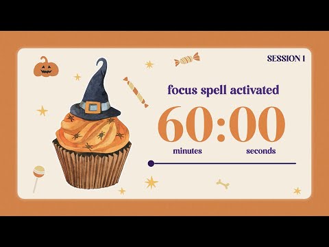 60/15 pomodoro | 5-hour witch cupcake | halloween hiphop lofi study with me