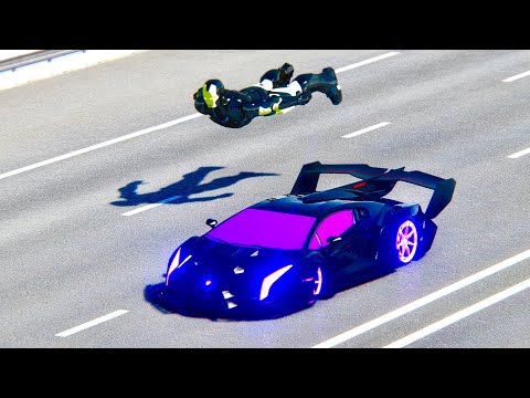 Lamborghini Veneno GTR Concept vs Iron Man Black Suite MarK 46 at Drag Race 20 KM