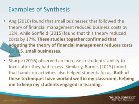 Synthesis - Using Evidence - Academic Guides At Walden University