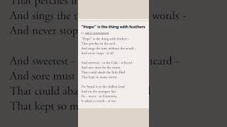 Hope is the thing with feathers by Emily Dickinson #literature #poetry #poem #poetryreading #poets