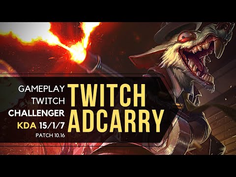 TWITCH ADC VS ASHE - CHALLENGER - KDA 15/1/7 - PATCH 10.16