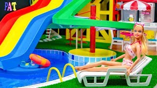 DIY Miniature Swimming Pool ~ Water Park, WATER SLIDE for barbie dolls