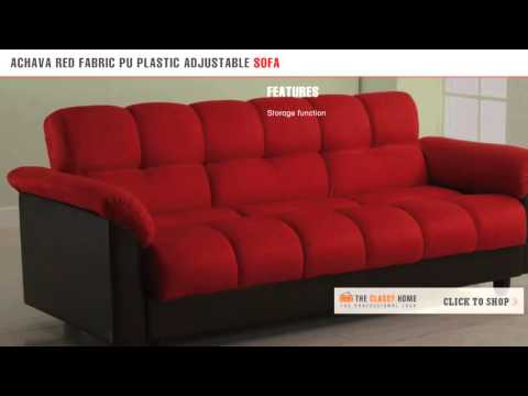 Acme Furniture Achava Red Fabric PU Plastic Adjustable Sofa